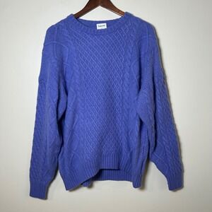 EUC Sunday Best Sweater Size S Periwinkle Blue Merino Wool Cable Knit Crew Neck